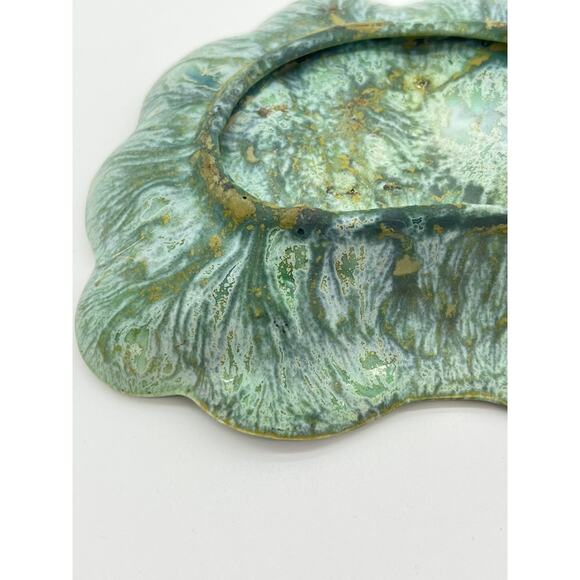 VINTAGE CERAMIC SHELL DISH in Blue/Green glaze - Picture 5 of 8